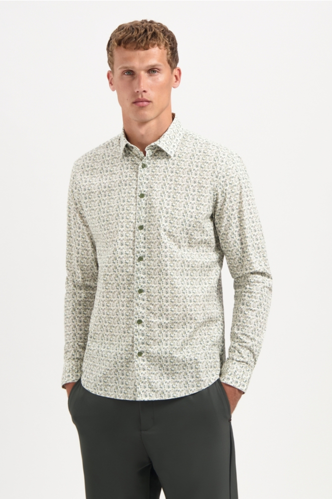 STRETCH SHIRT MET PRINT 29450708 052 DARK GREEN